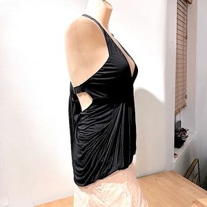 Yigal Azrouel black cut-out goddess halter top